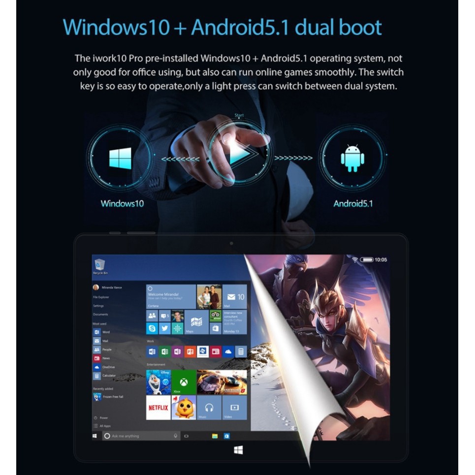 [FREESHIP 99K]_[ShopToro] Máy tính bảng iWork10 Pro CPU Intel Cherry 4G 64Gb Dual Win 10 Android | BigBuy360 - bigbuy360.vn