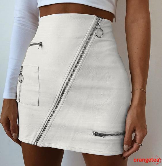 Chân Váy Ôm Giả Da Khóa Kéo Quyến Rũ Cho Nữ