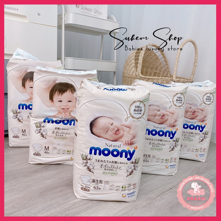 Bỉm Moony Natural Nội Địa Nhật - Moony Natural Nội Địa Chính Hãng - Bỉm Moony Dán/Quần Đủ Size NB63/S58/M48/L36/XL32