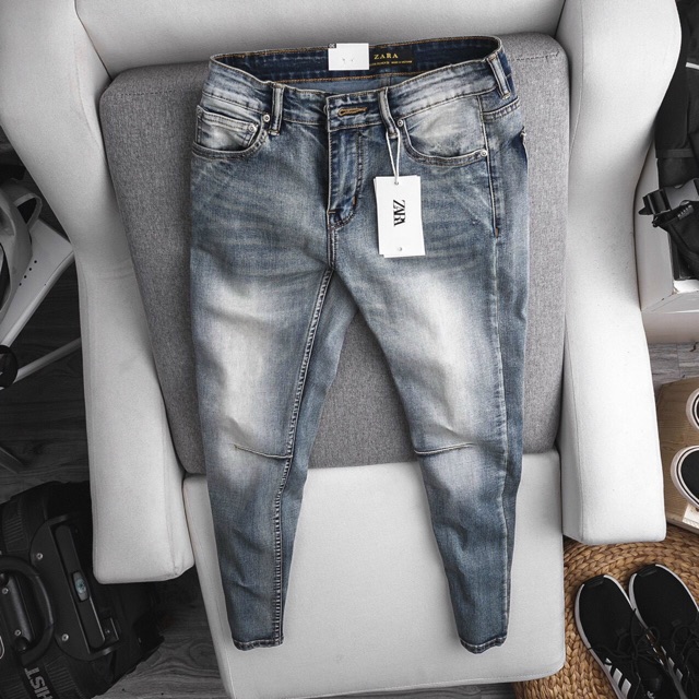 Quần jean nam ôm nhẹ hàng xuất dư jean co giãn | BigBuy360 - bigbuy360.vn
