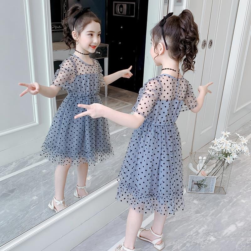 Váy ren lưới chấm bi nhiều màu cho bé gái (N00716)