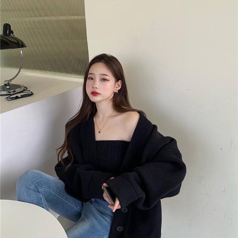 SET ÁO KHOÁC CADIGAN KÈM ÁO LEN ỐNG SIÊU DÀY