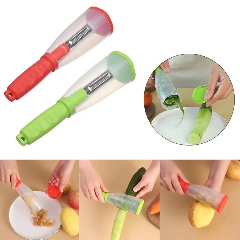Dao bào 2 đầu cán có khay đựng vỏ tiện lợi - Màu ngẫu nhiên