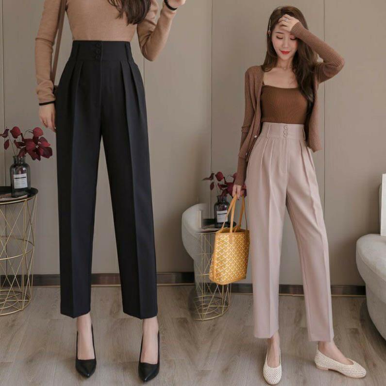 Quần Tây Nữ Cạp Cao Bản To Phối 3 khuy Cực Xinh chất xuất hàn cao cấp siêu đẹp