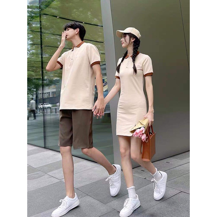 Set váy thun đôi polo nam nữ cao cấp