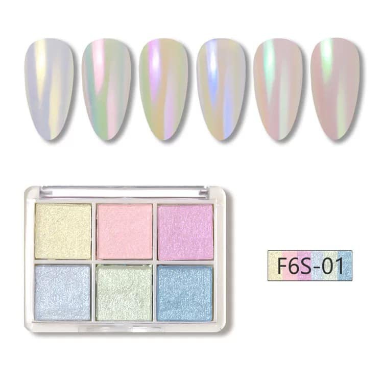 set 6 hũ bột tráng gương ngọc trai làm nail