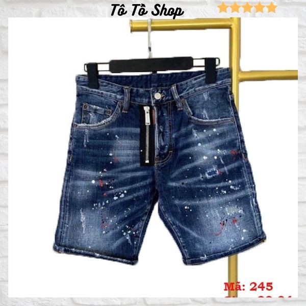 Quần Sọt Jean Nam màu Xanh Đậm ❤️FREESHIP❤️ Quần Short Nam, Đùi Nam vẩy sơn siêu Hot cá tính Tô Tồ Shop - QSJNM245