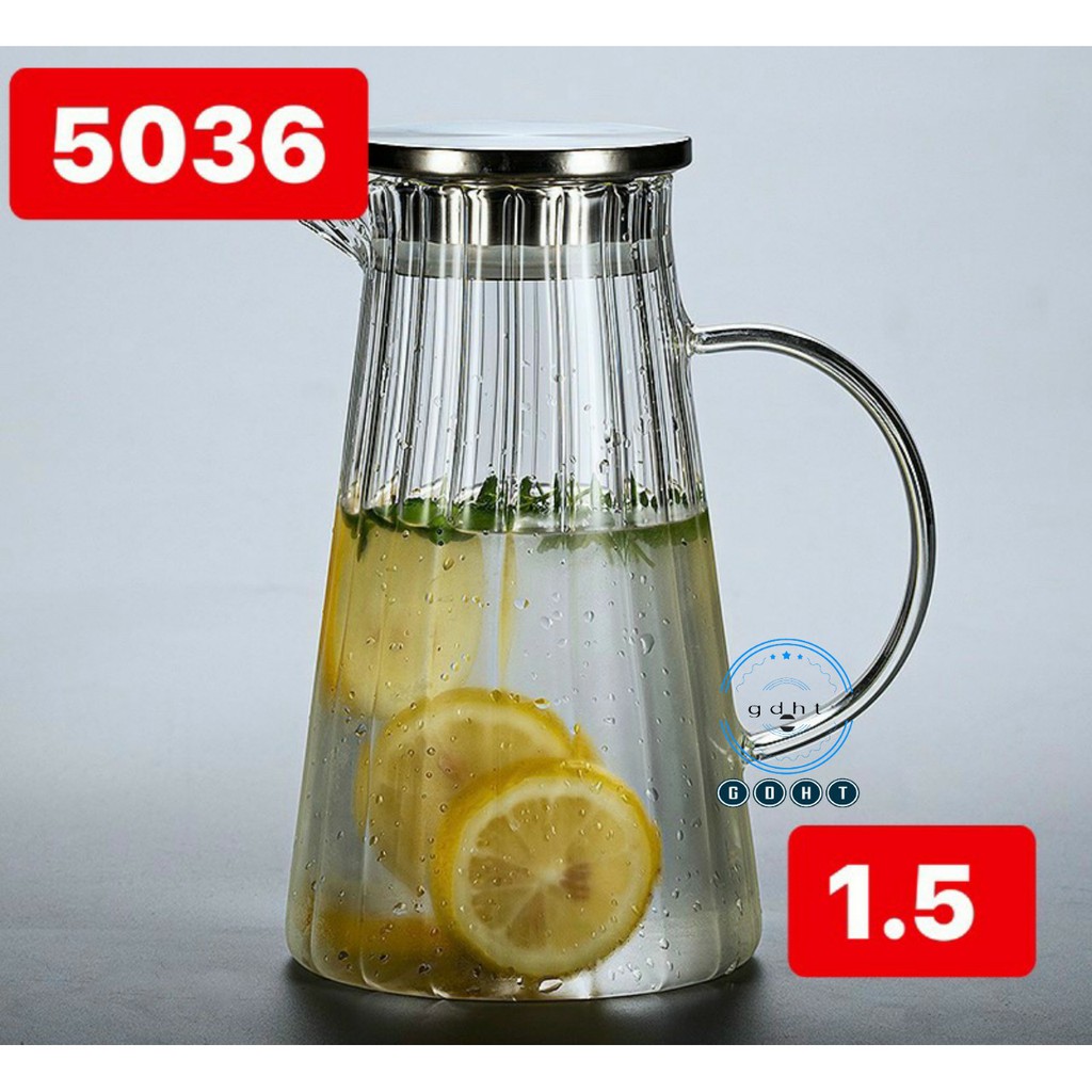 Bình Thuỷ Tinh Xanh, Trắng, Vàng [CHỊU NHIỆT 400 ĐỘ C] cao cấp, nắp inox sáng sang trọng, ĐUN SÔI TRÊN BẾP