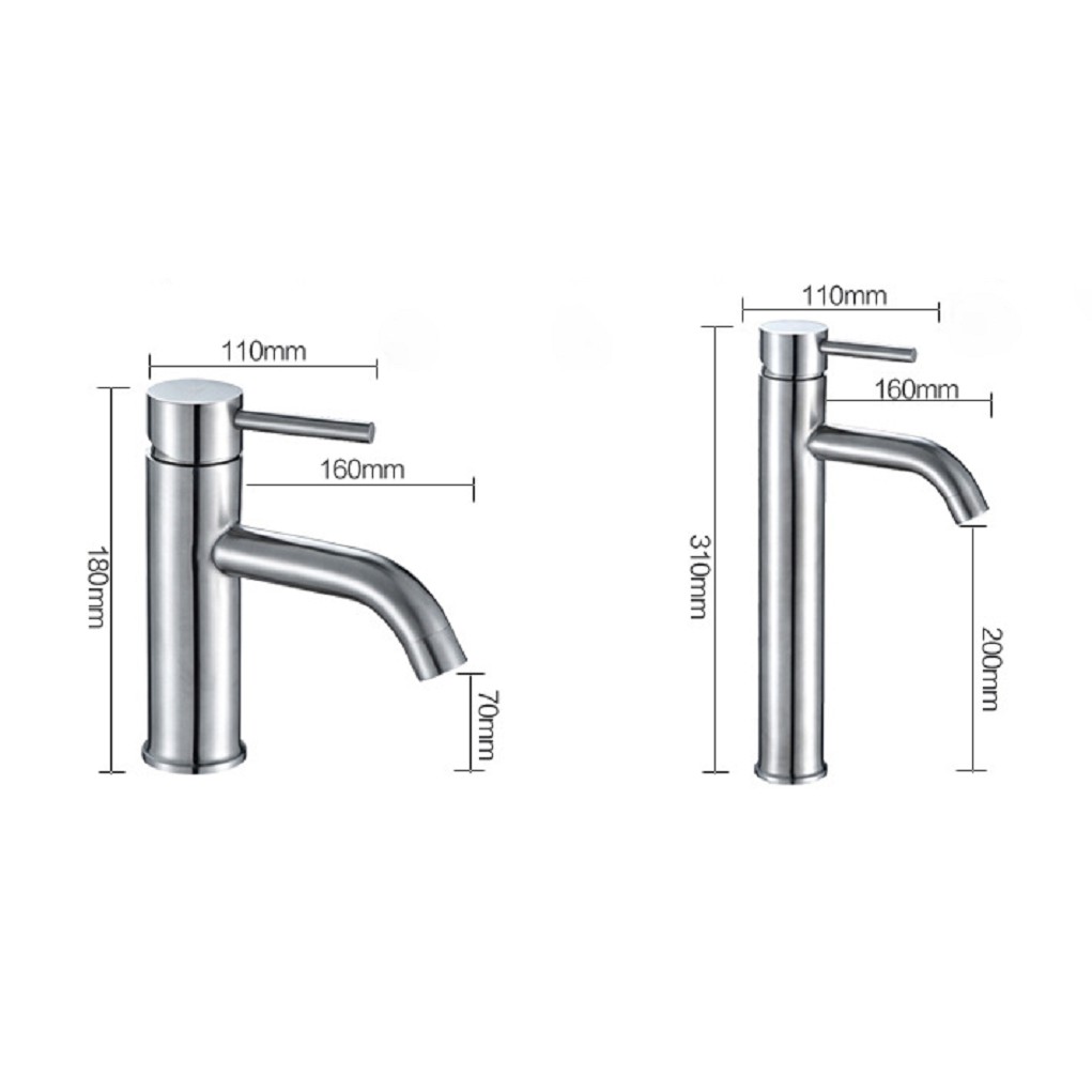 Vòi chậu rửa mặt  dương bàn inox 304 SNL28 tặng đôi dây cấp nước inox