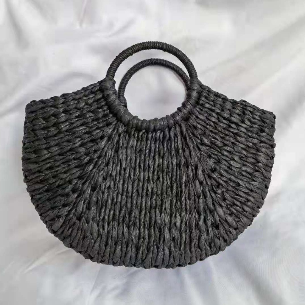 Túi Xách Đan Rơm Thủ Công Hình Bán Nguyệt Cỡ Lớn Với 6 Kiểu Màu Tùy Chọn Cho Nữ