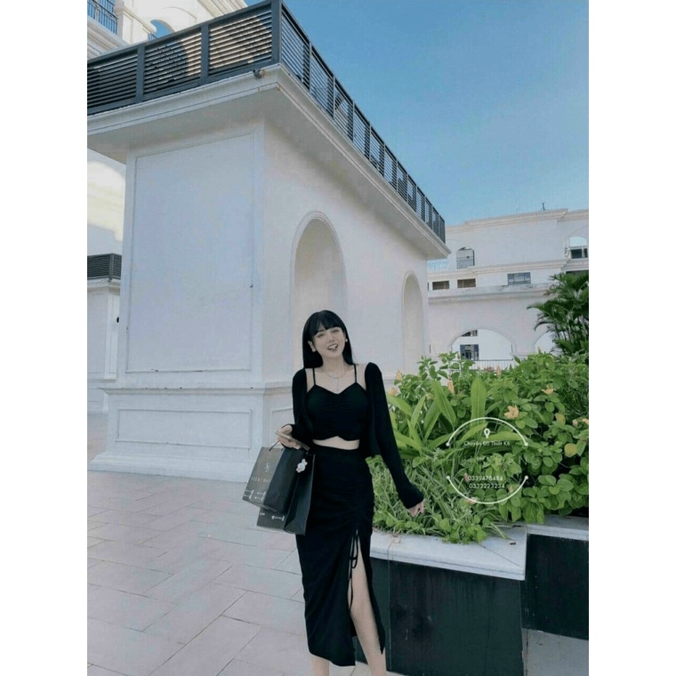 (MẪU MỚI) MẪU HOT SÉT THUN GÂN CHÂN VÁY XẺ ĐÙI QUYẾN RŨ DÂY RÚT SIÊU XINH PU HHP
