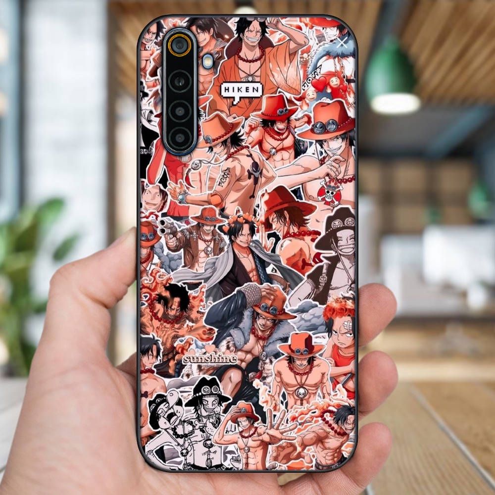 Ốp lưng Realme 6, 6 Pro viền đen in hình Ace One Piece