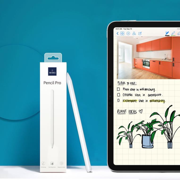 Bút Cảm Ứng WiWu Pencil Pro Cho iPad Viết Vẽ Nghiêng Hơn 60 Độ, Chống Tì Tay Như Apple Pencil, Hít Vào Ipad