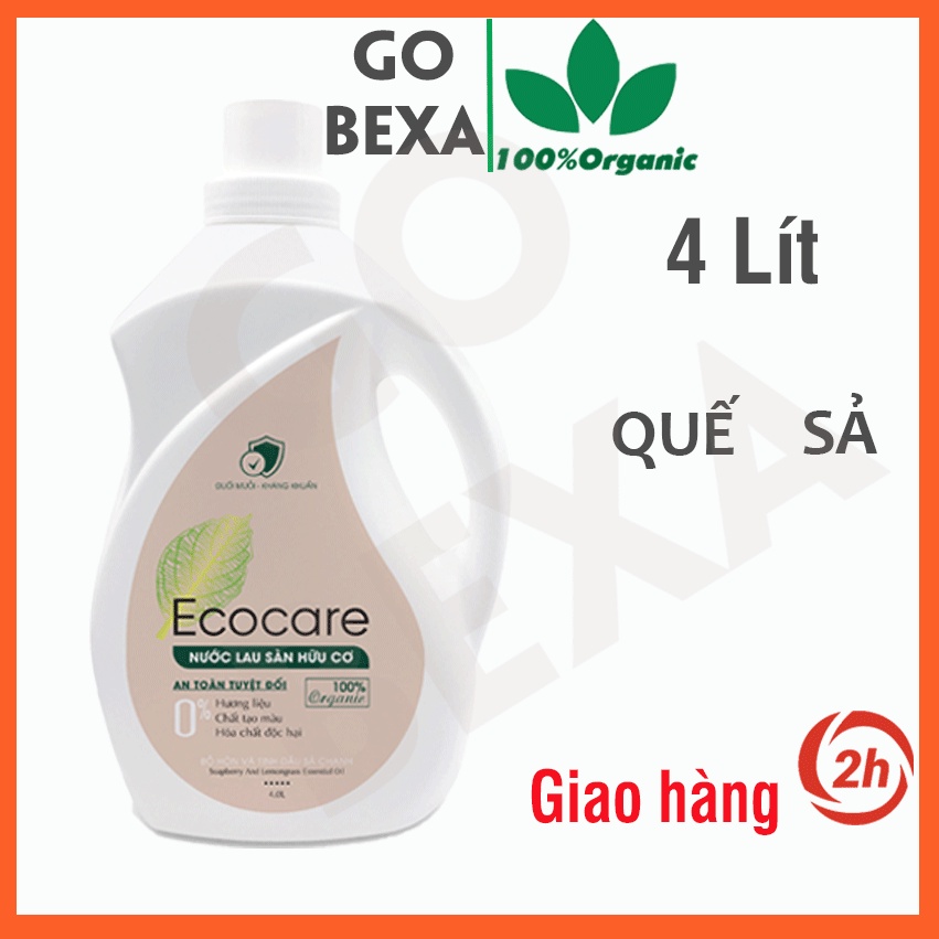 Nước lau sàn ECOCARE hữu cơ bồ hòn quế, sả chanh 4 lít