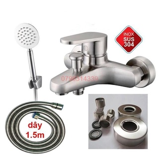Củ Sen Tắm Nóng Lạnh Inox 304, Vòi Sen Tắm tay sen tắm và dây sen đế cài đủ bộ lựa chọn