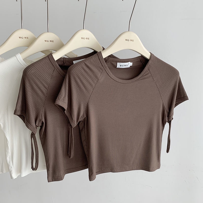 Áo Thun Tay Ngắn Thiết Kế Cổ Tay Áo Màu Trắng Thời Trang Mùa Hè Hàng Mới Dành Cho Bạn Nữ