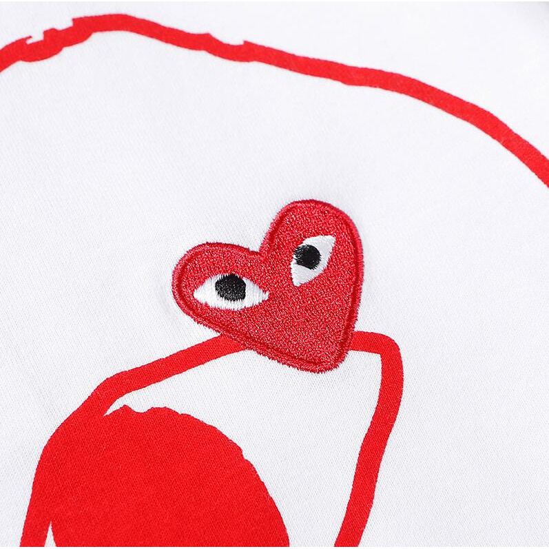 Áo Thun Tay Ngắn Thêu Hình Trái Tim Thời Trang Cho Nam Nữ