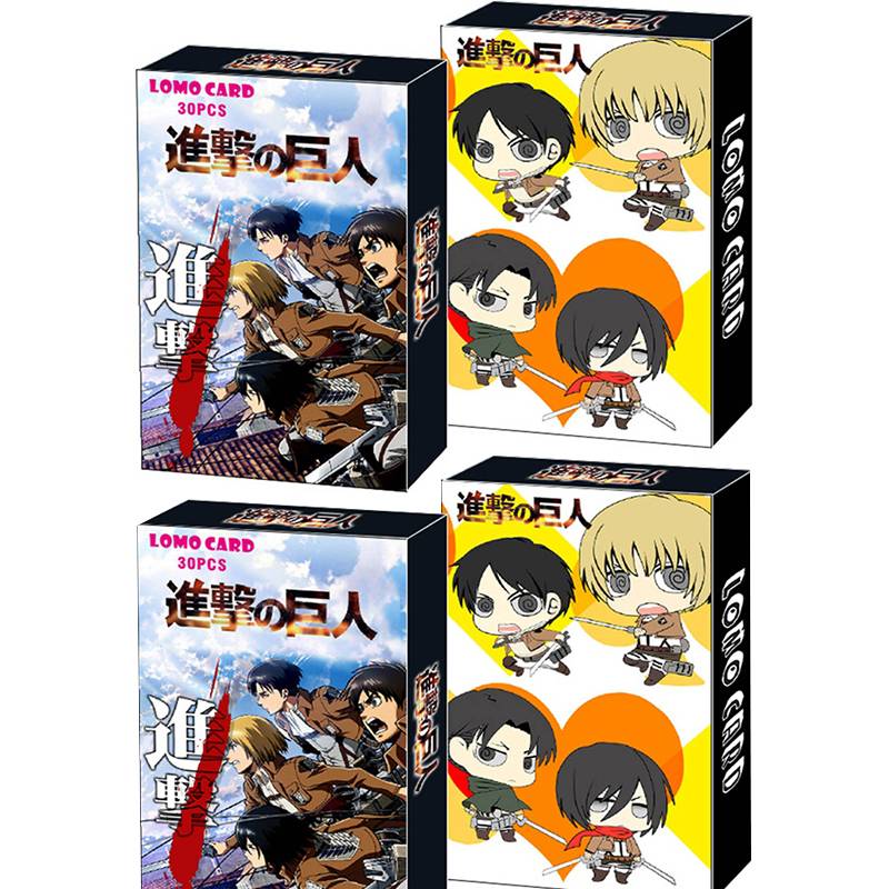 Lomo ảnh in hình 30pcs/set Anime Attack on Titan lomo card Figma Eren Jaeger Mikasa Ackerman Levi Rivaille Rival Ackerman album poster hd photocard cards gift