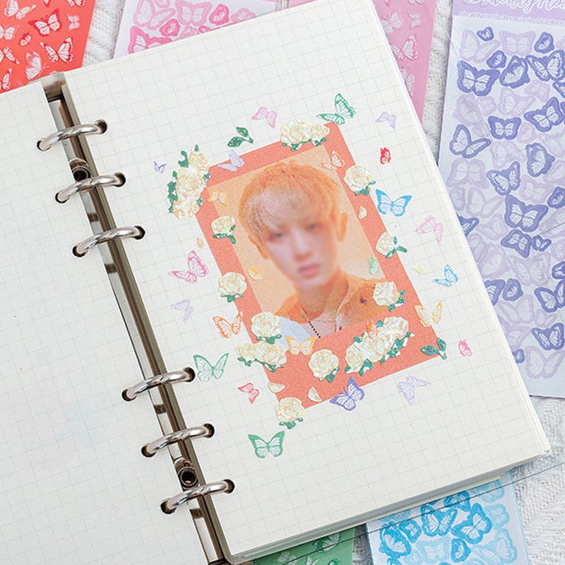 Sticker Dán Trang Trí Sổ Tay DIY Họa Tiết Hoa Và Bướm Dễ Thương
