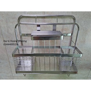 KỆ ĐỂ DAO THỚT KÈM ỐNG ĐŨA INOX LOẠI ĐẸP, KỆ ĐỂ DAO THỚT INOX có thể treo tường hoặc để bàn