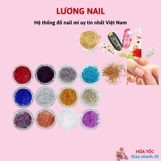 Nhũ sợi tóc kim tuyến trang trí móng set 12 hũ mix màu