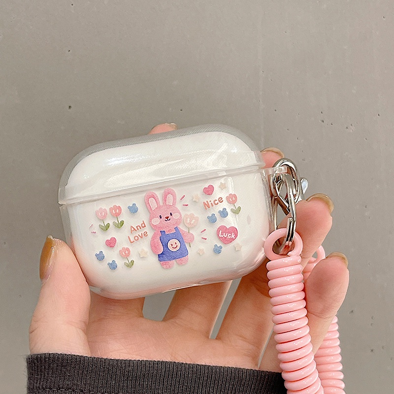 Vỏ Bảo Vệ Hộp Sạc Tai Nghe airpods 1 2 Pro 3rd Generation Pro 1/2 Trong Suốt Chống Sốc Họa Tiết Hoạt Hình Kèm Dây Đeo Kiểu Nhật Hàn