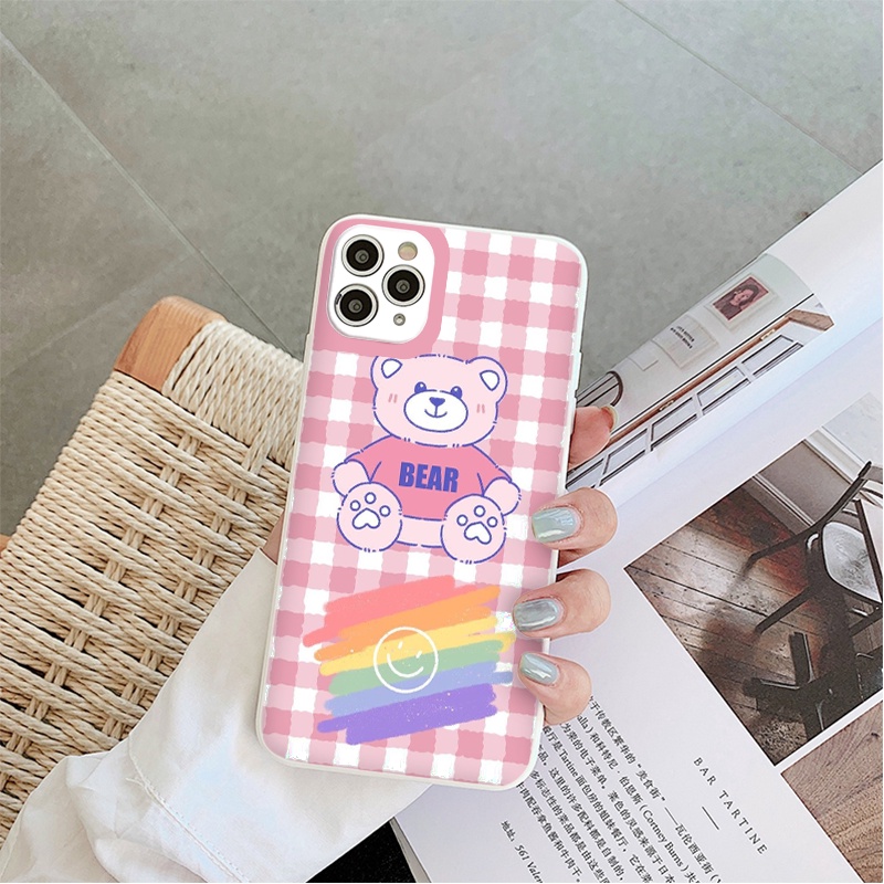 Ốp lưng iphone bear rainbow ốp iphone cạnh vuông cầu vồng 11promax 7plus 8plus 12promax 13promax 6 6plus x xr xsmax