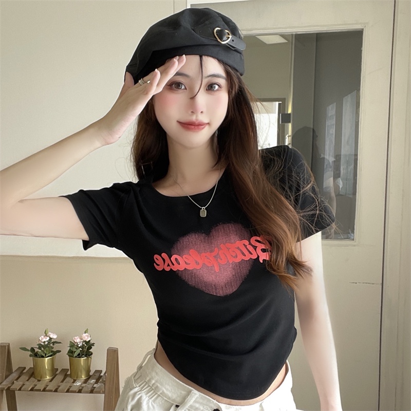 Áo Thun Tay Ngắn Cổ Tròn In Họa Tiết Thời Trang Dành Cho Nữ