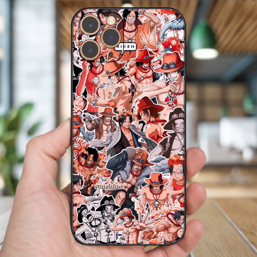 Ốp lưng iPhone 11 Pro dẻo đen cạnh vuông in hình Ace One Piece