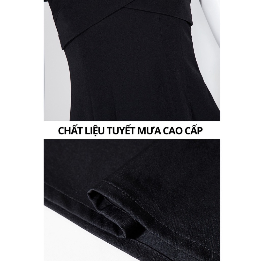 Đầm xòe trễ vai, Váy đen chất liệu Tuyết mưa cá tính phù hợp dự tiệc đi chơi dạo phố sang đẹp MN138 - Đầm Váy Mina - Hàn