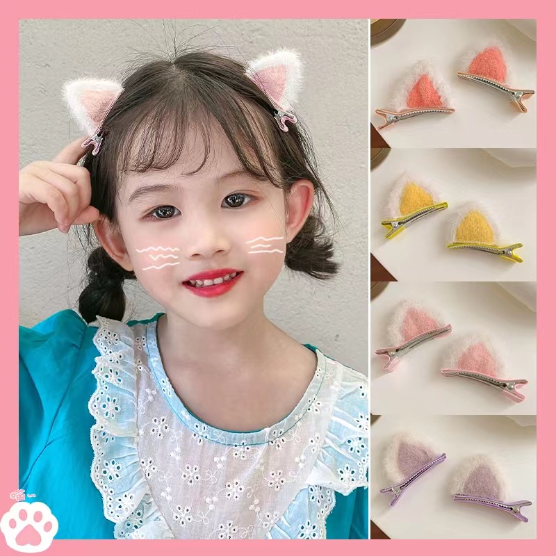 Kẹp Tóc Tai Mèo Bằng Lông Nhung Dễ Thương Xinh Xắn Dành Cho Bé Gái