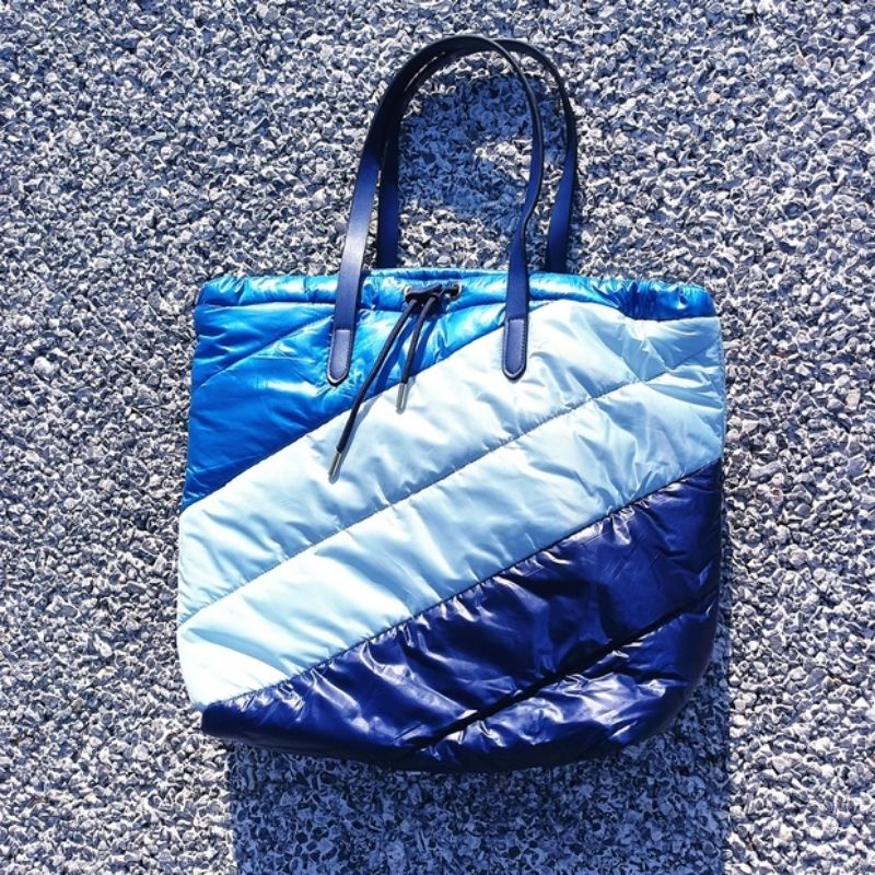 [ Gift 2022 ] Túi Totebag Estee Sọc Chéo Xanh