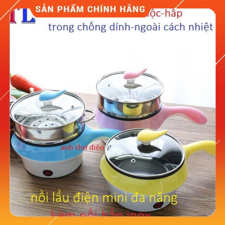 NỒI LẨU- CA NẤU MÌ 2 TẦNG MINI ĐA NĂNG, CHIÊN, HẤP, LẨU, RÁN SIÊU TIỆN LỢI