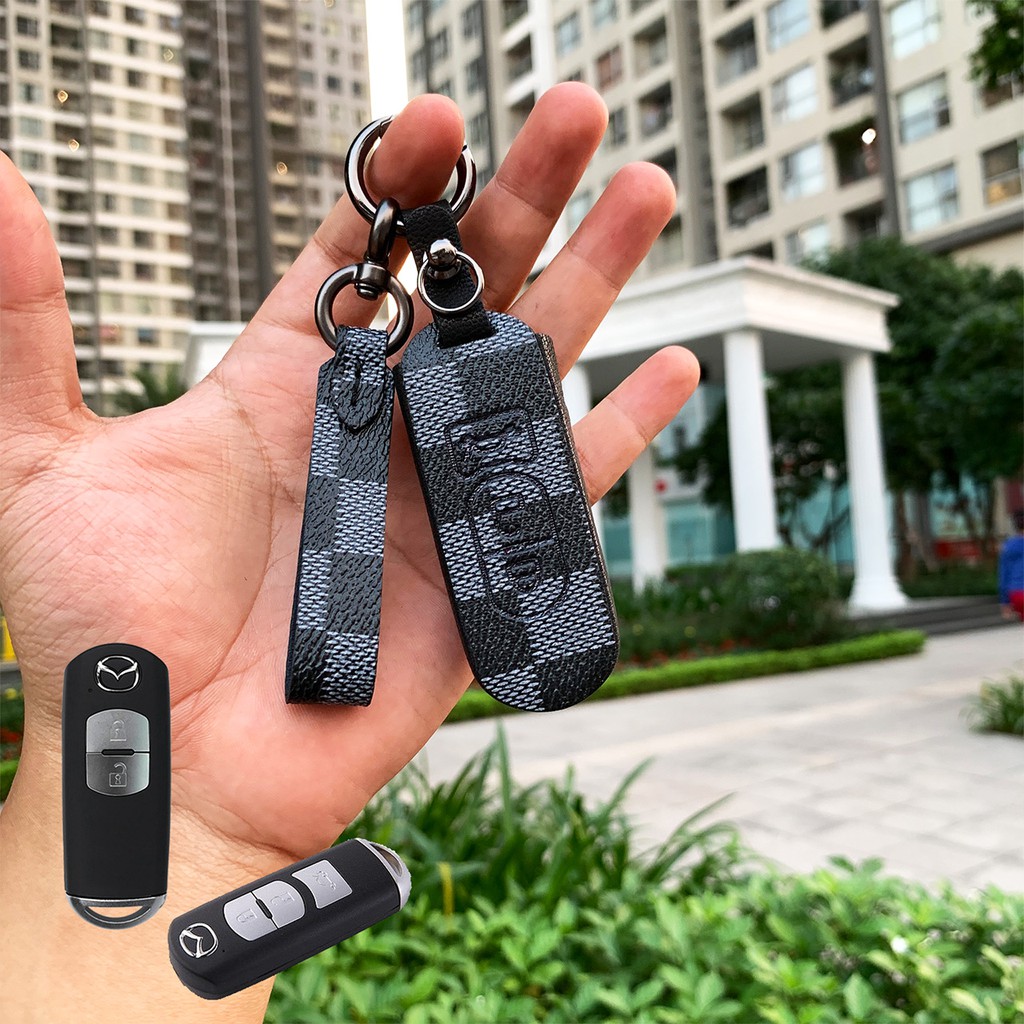 Đựng smartkey Mazda cx5 cx8 mazda3 mazda6 handmade da thật MMV AD có tay cầm