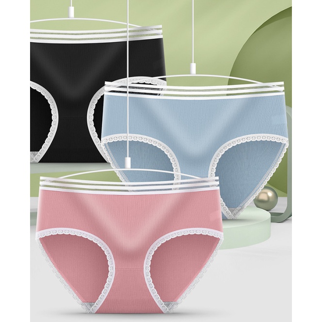 Quần chíp nữ cotton thoáng mát phối viền ren cạp sexy Sumio_offical QL015 kháng khuẩn
