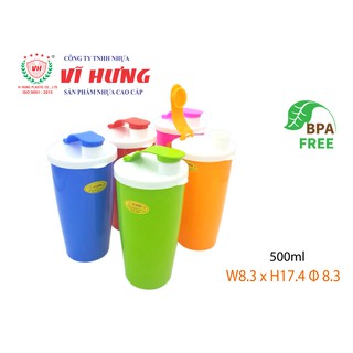 Bình uống nước nắp bật 500 ml - nhựa vĩ hưng