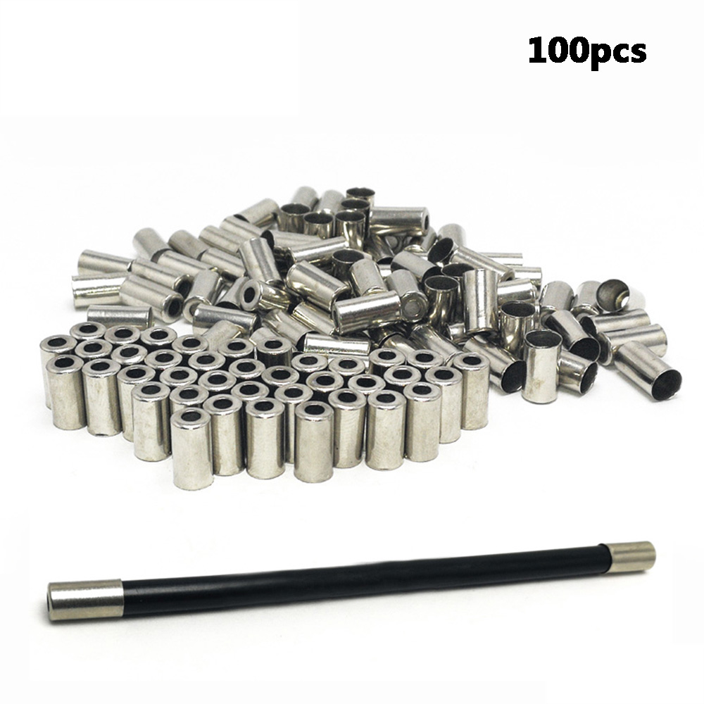 Set 100 Nút Bọc Dây Phanh Xe Đạp Bằng Kim Loại Kích Thước 5*10mm