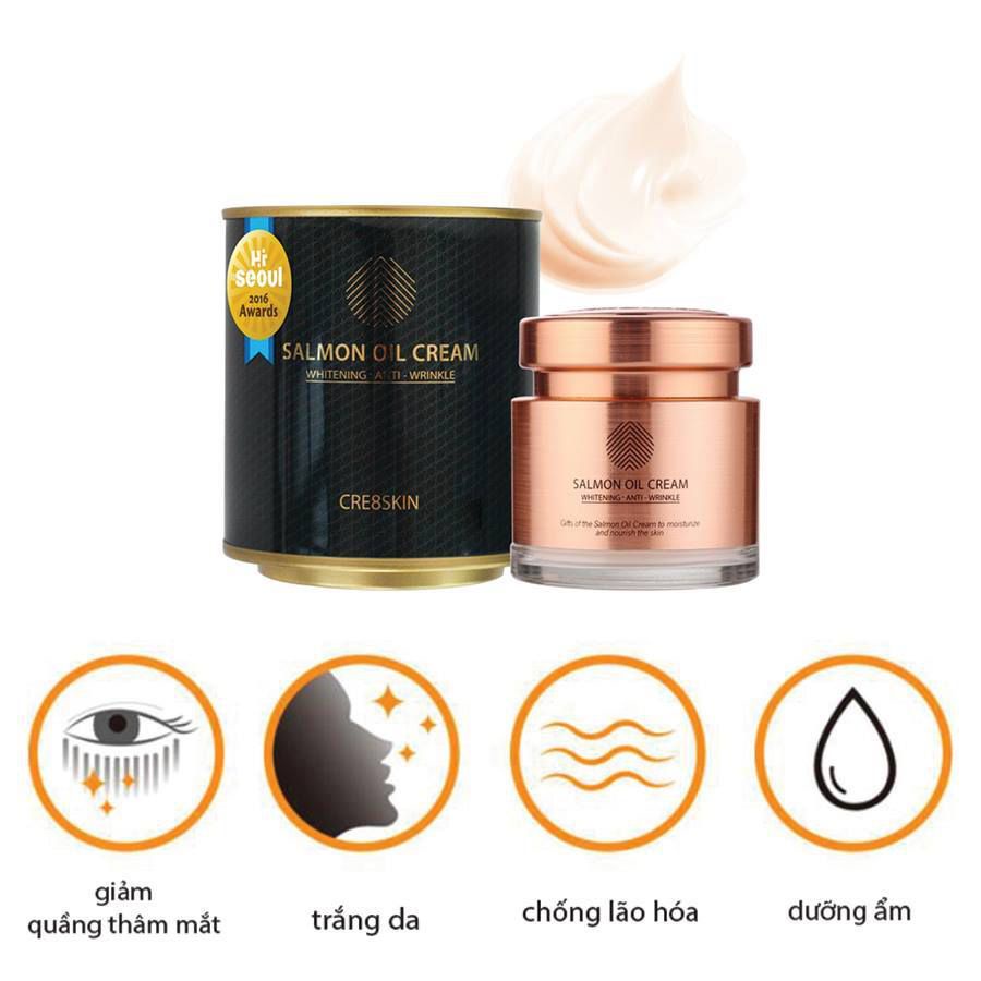 Kem Cá Hồi Dưỡng Trắng Da, Chống Lão Hóa Chiết Xuất Dầu Cá Hồi Cre8skin Salmon Oil Cream 80g - Hàn Quốc