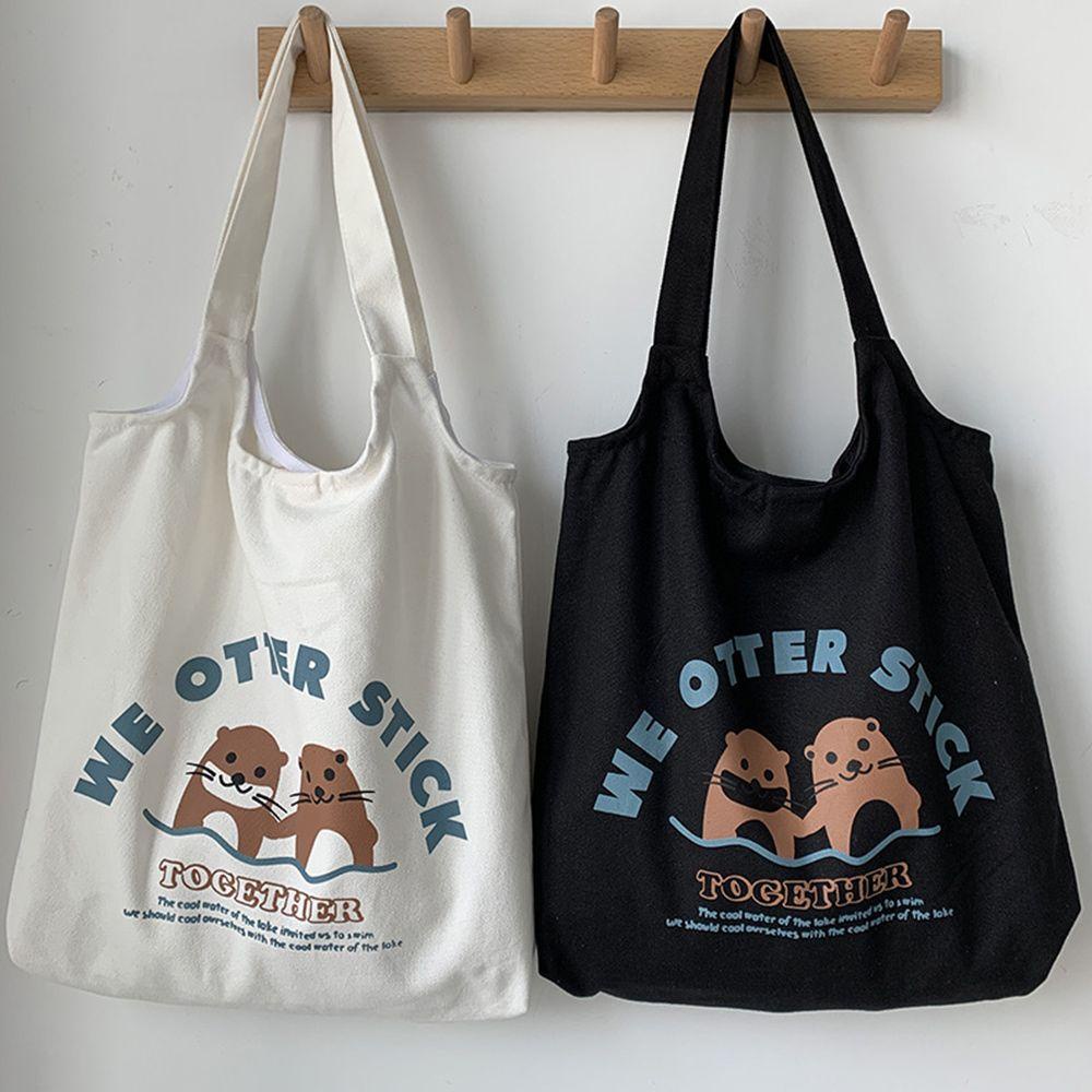 Túi Xách Vải Bố Dung Tích Lớn Màu Cầu Vồng