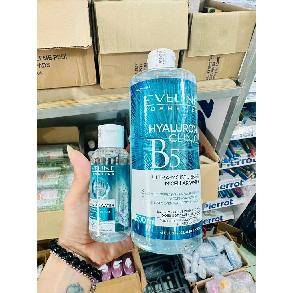 [ Tặng bông Tẩy trang 100 miếng] Nước tẩy trang Eveline B5 500ml