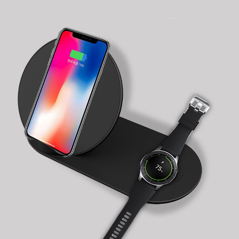 Đế Sạc Không Dây 2 Trong 1 Cho Iphone X Xr Xs Max 8 Samsung S9 S8 S7 Note 9 8 Galaxy Watch Gear S3 S2 Huawei Mate Rs Mate 20