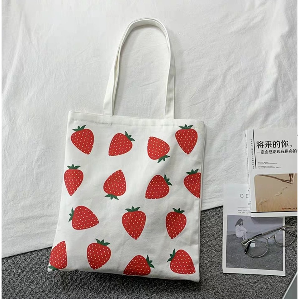 TÚI TOTE CANVAS IN DÂU TÂY NHIỀU QUẢ
