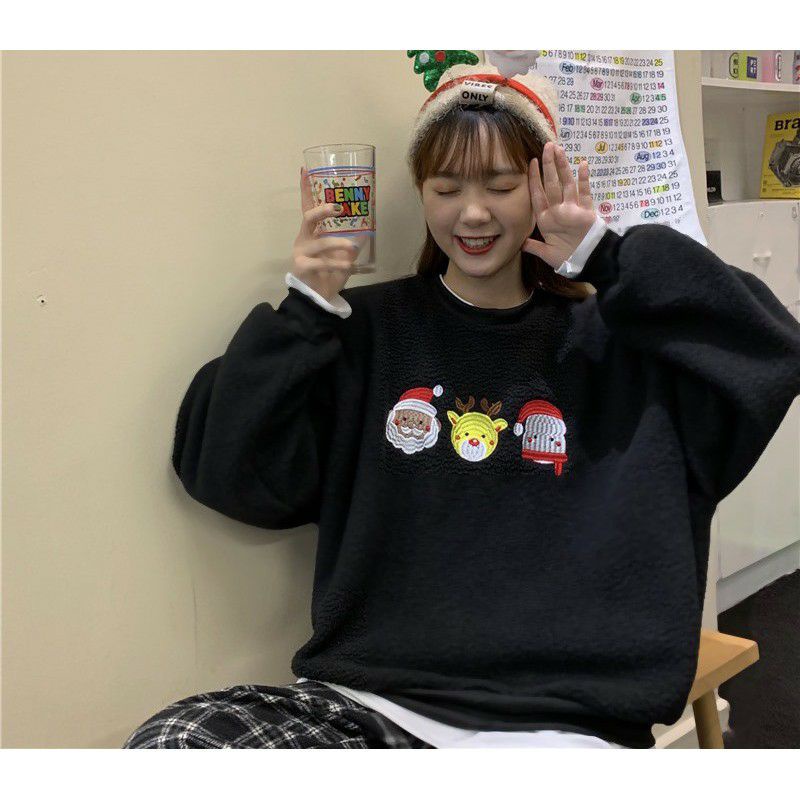 Áo Sweater Form Rộng Nỉ Hoạ Tiết Giáng Sinh Tay Dài Ulzzang Hot  NOELNgười Tuyết Đỏ - Cây Thông Trắng Mặc Đôi Hot Hit