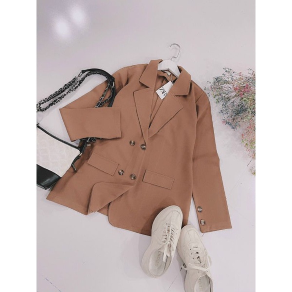 áo khoác blazer vest nâu (hình chụp thật)