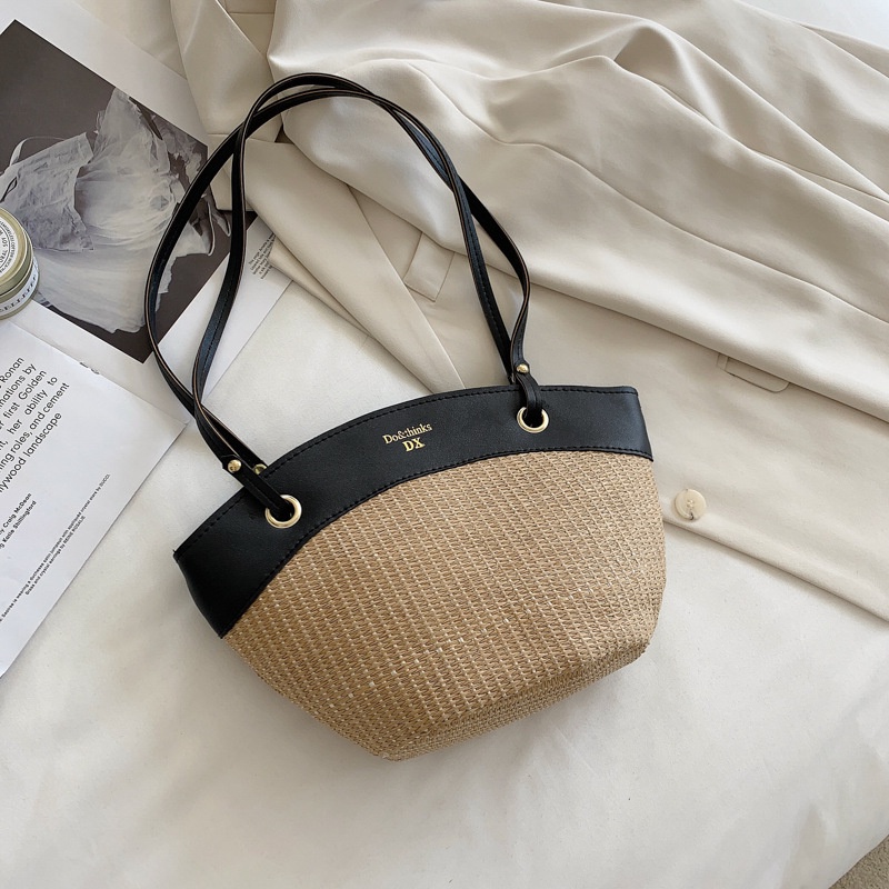 Túi Đeo Một Bên Vai Bằng Rơm Phong Cách Hàn Quốc Mới Mùa Hè Hè Dành Cho Nữ 2021