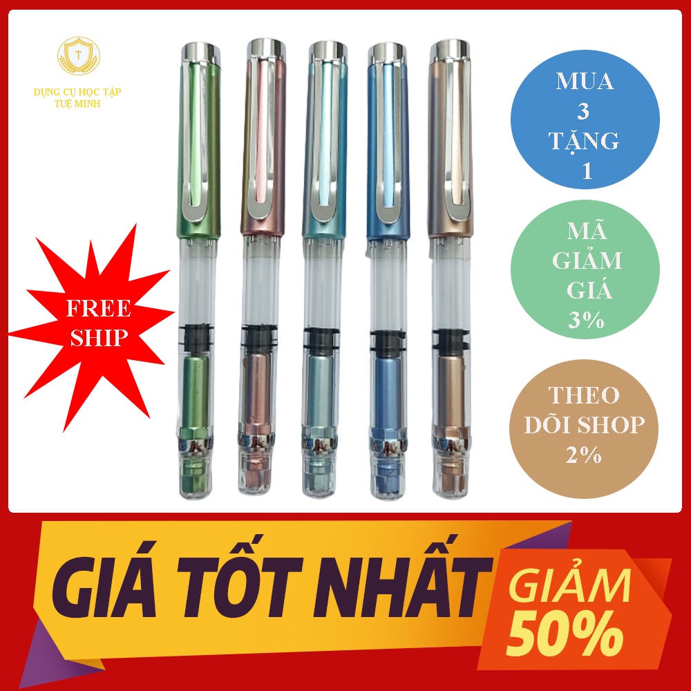 Bút Máy Luyện Chữ T09, Ngòi Kinh Tinh Lá Tre loại 1,Tạo Nét Thanh Nét Đậm Tự Nhiên, Không Rỉ-Dụng cụ học tập Tuệ Minh