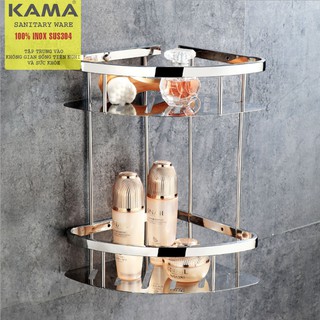 Kệ góc 2 tầng phòng tắm KAMA PT03, để đồ, dầu gội inox 304