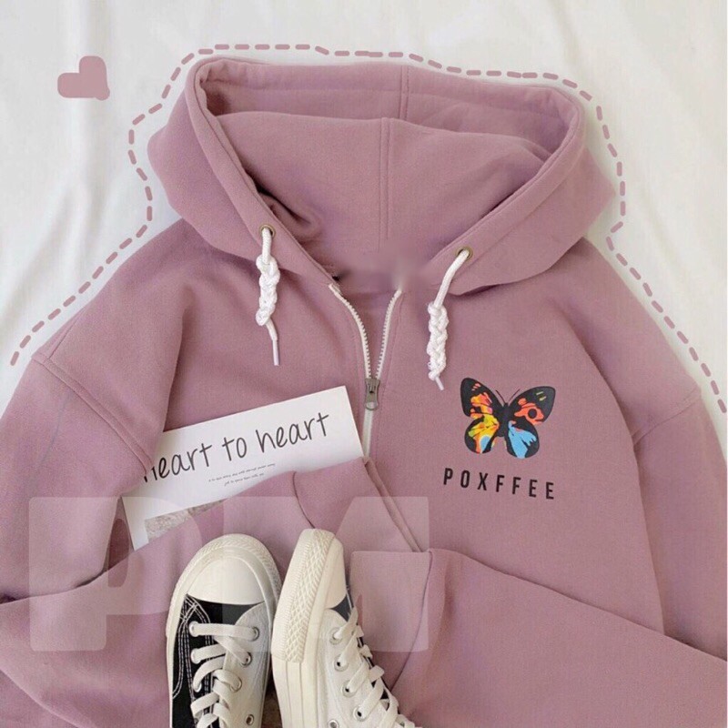 Áo khoá bướm POXFFEE in hai mặt