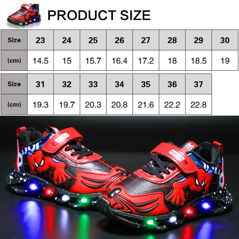 Giày thể thao có đèn LED họa tiết Spiderman thời trang L6256