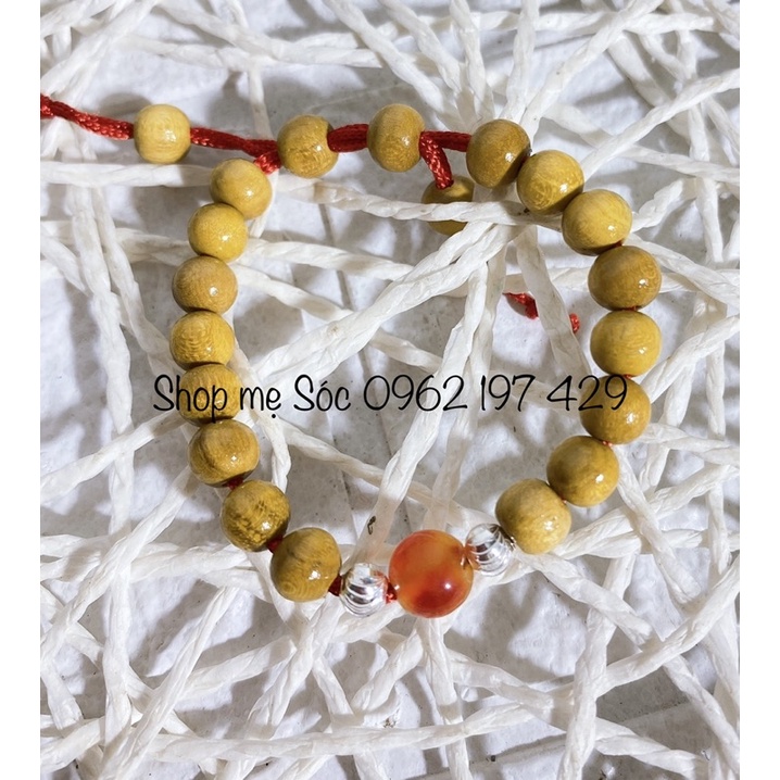 Vòng dâu tằm mix hạt bạc 925 và hạt phong thủy, kèm túi zip, có giấy dán kèm cho bé